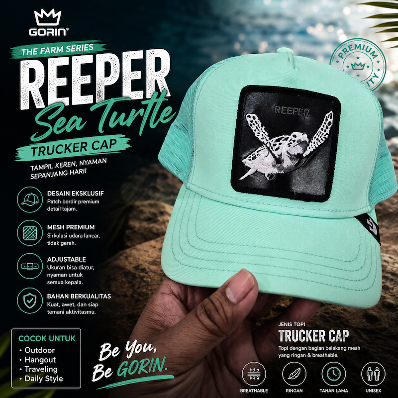 Goorin Bros REEPER Sea Turtle Mint Trucker Cap Original Style