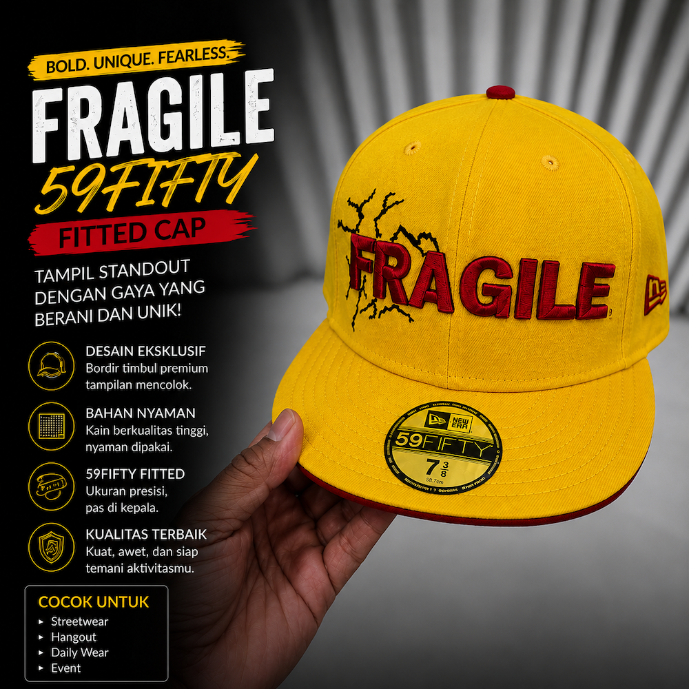 Topi New Era 59FIFTY FRAGILE Fitted Cap Kuning Size 7 5/8