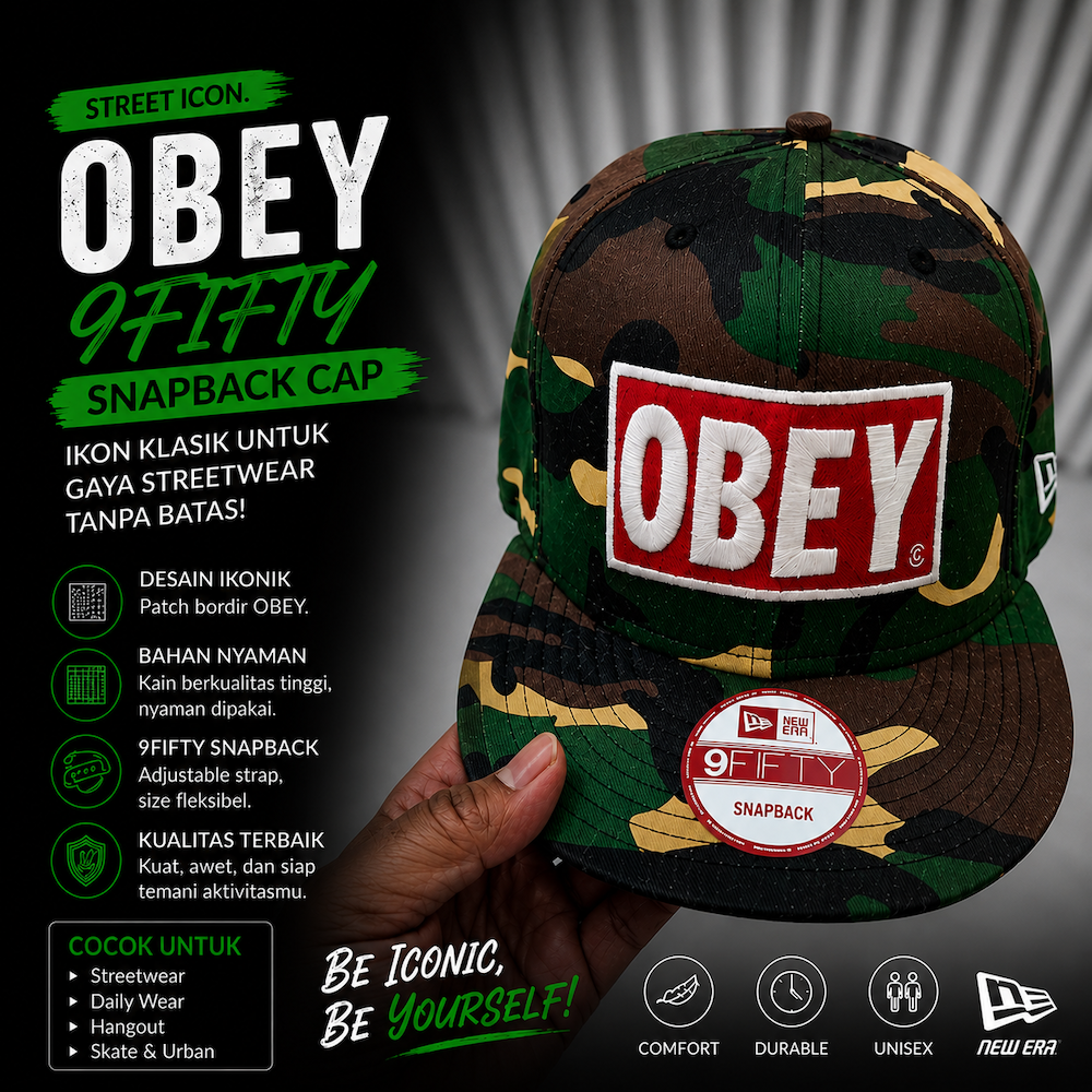 Topi New Era 9FIFTY OBEY Snapback Camo Original Style
